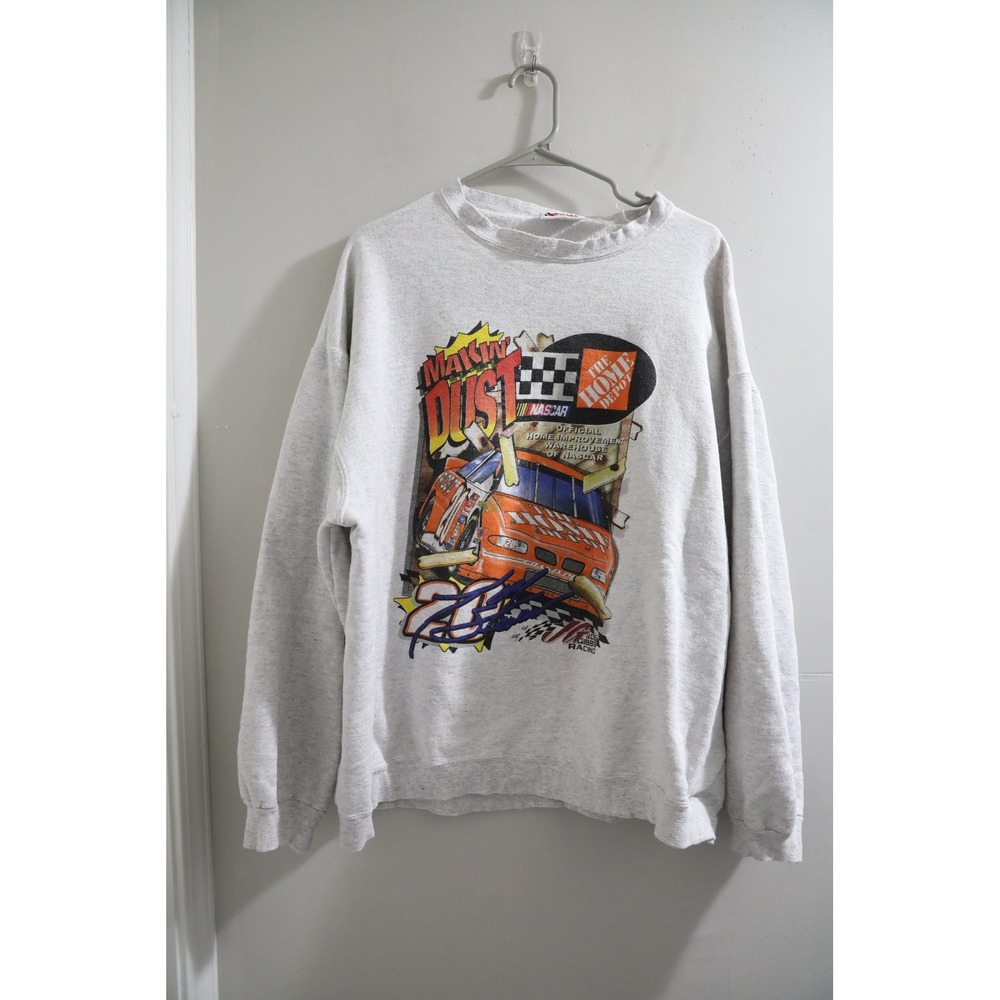 Vintage Chase Authentics Tony Stewart NASCAR Home Depot Sweatshirt Gray XXL 1999